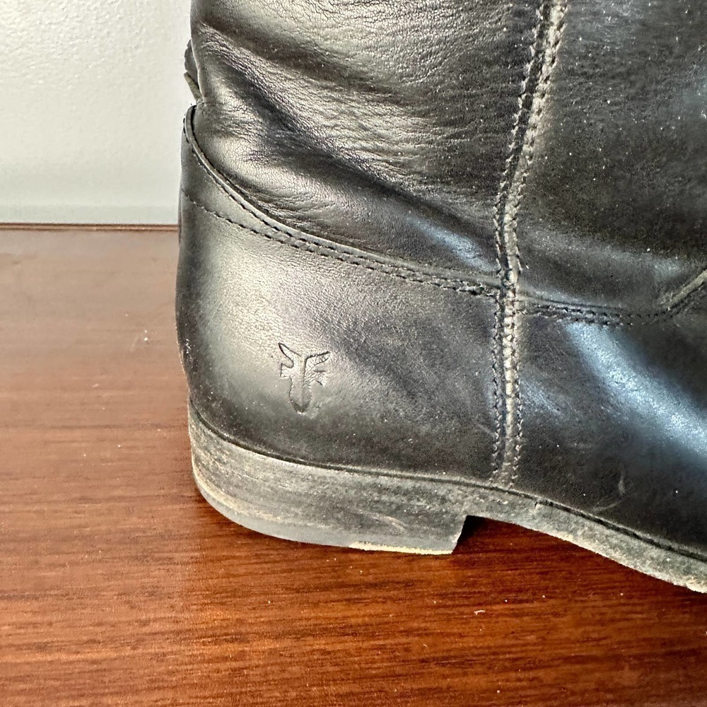Frye Melissa Button Pull On Black Riding Boots Size 6B - Picture 5 of 13